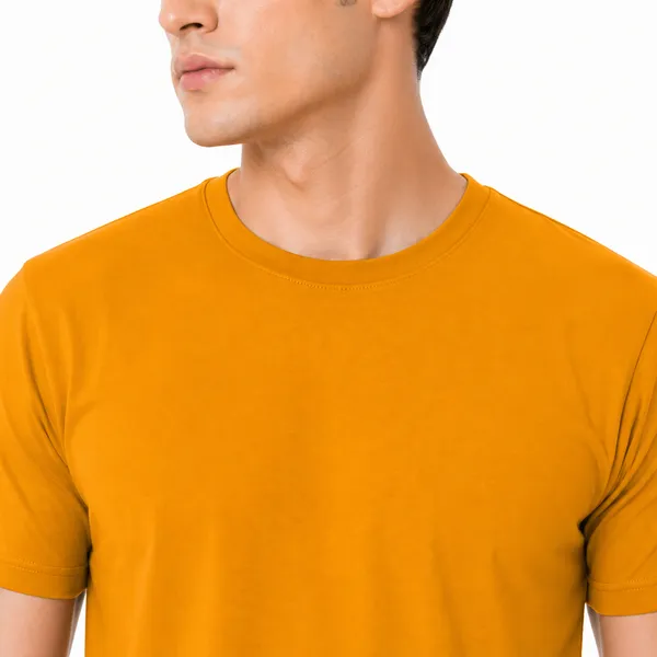 Yellow_Cotton_Regular_Fit_Round_Neck_T_Shirt_For_Men