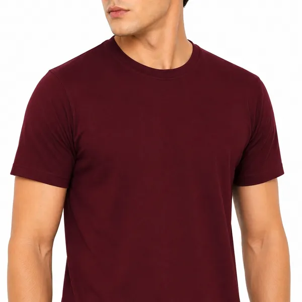 Maroon_Cotton_Regular_Fit_Round_Neck_T_Shirt_For_Men