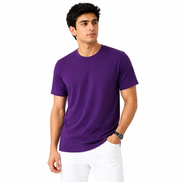 Purple_Cotton_Regular_Fit_Round_Neck_T_Shirt_For_Men