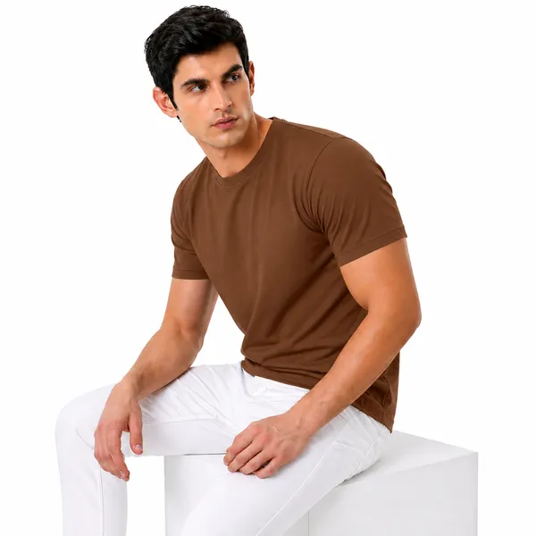 Coffee_Brown_Cotton_Regular_Fit_Crew_Neck_T_Shirt_For_Men