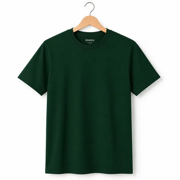 Bottle_Green_Cotton_Regular_Fit_Round_Neck_T_Shirt_For_Men