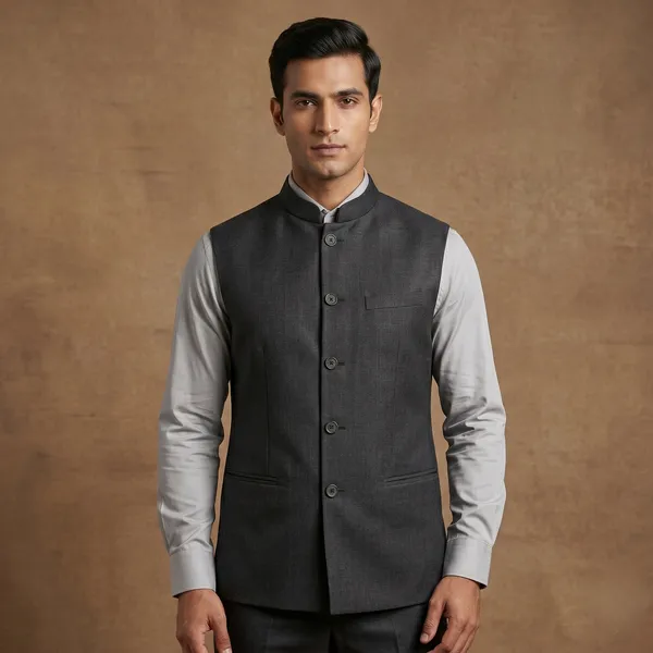 Charcoal_Grey_Cotton_Sleeveless_Nehru_Jacket_For_Men