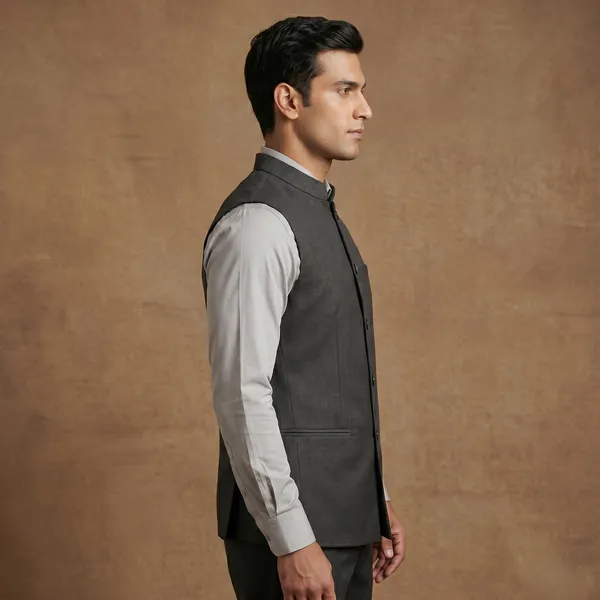 Charcoal_Grey_Cotton_Sleeveless_Nehru_Jacket_For_Men