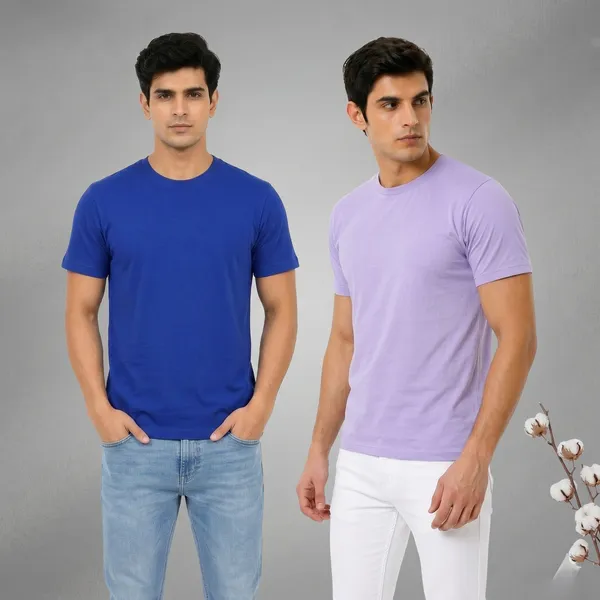 Cool_Blues_Cotton_T_Shirt_Duo_Royal_Blue_And_Lavender