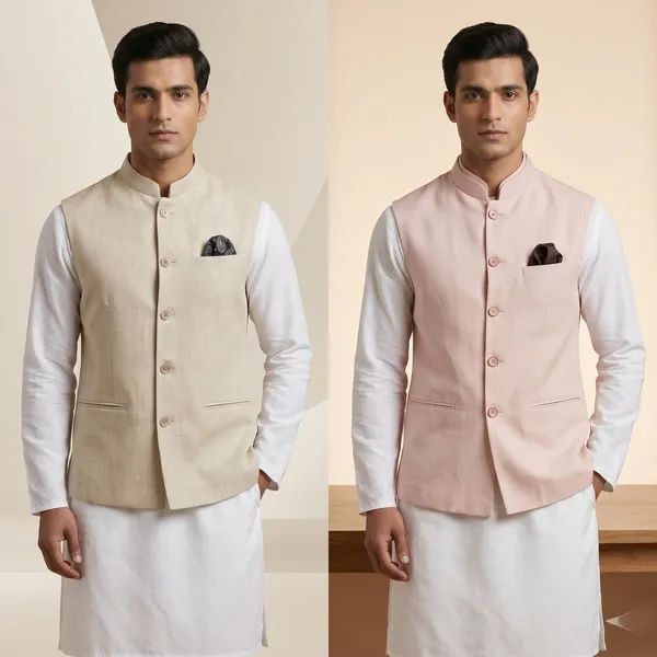 Festive_Linen_Nehru_Jacket_Duo_Ivory_And_Beige