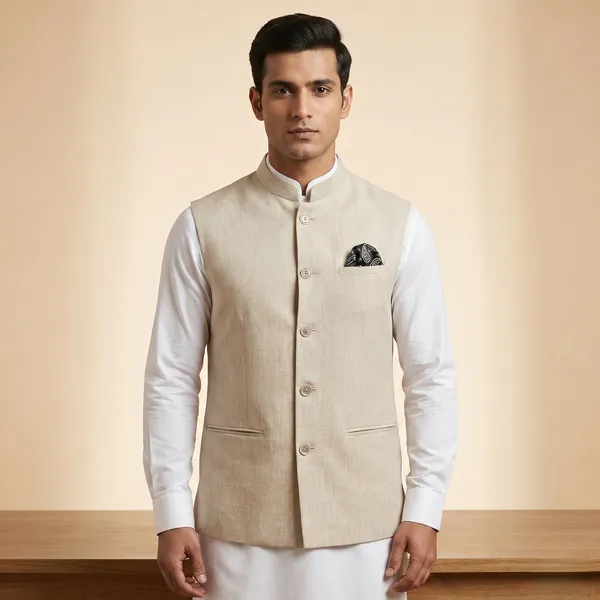 Festive_Linen_Nehru_Jacket_Duo_Ivory_And_Beige