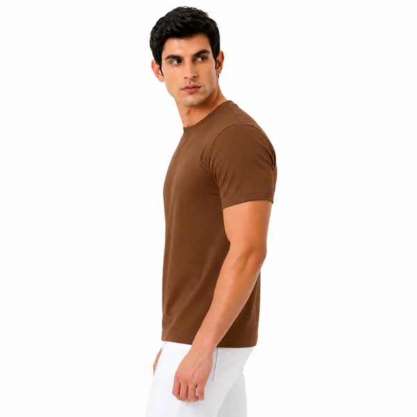 Coffee_Brown_Cotton_Regular_Fit_Crew_Neck_T_Shirt_For_Men