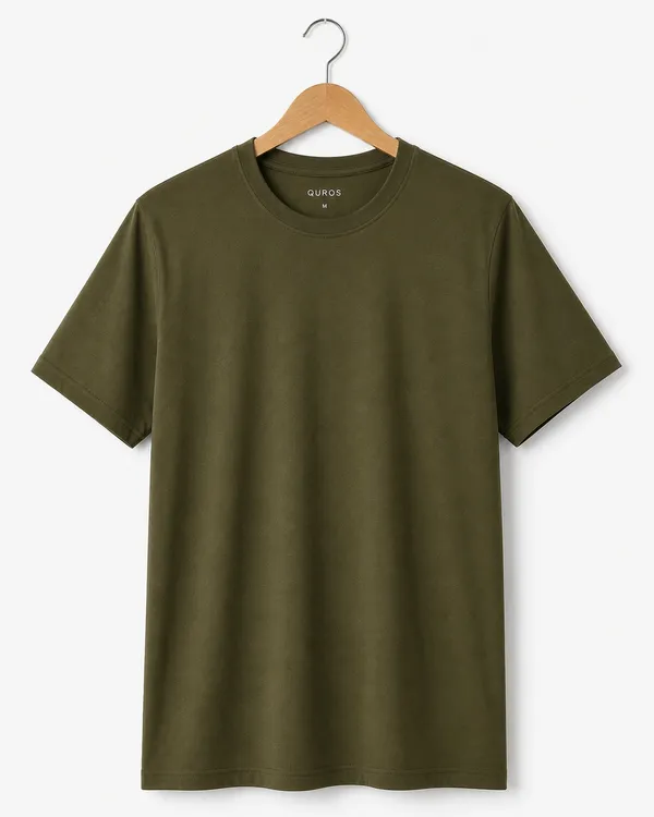 Olive_Green_Cotton_Regular_Fit_Crew_Neck_T_Shirt_For_Men