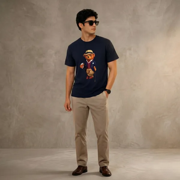 Navy_Blue_Cotton_Teddy_Bear_Print_Crew_Neck_T_Shirt_For_Men