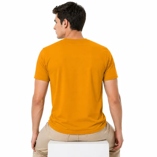 Yellow_Cotton_Regular_Fit_Round_Neck_T_Shirt_For_Men