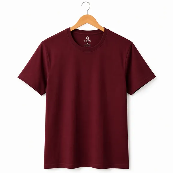Maroon_Cotton_Regular_Fit_Round_Neck_T_Shirt_For_Men