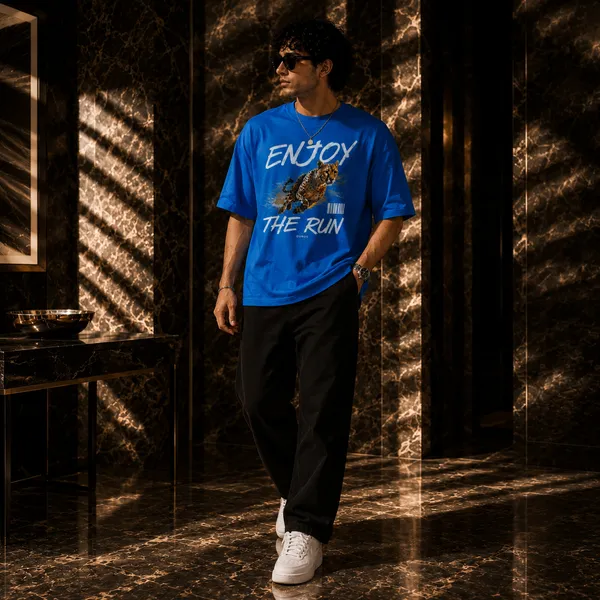 Cobalt_Blue_Cheetah_Oversized_Drop-Shoulder_Tee__Premium_Cotton_|_Enjoy_The_Run_|_QUROS
