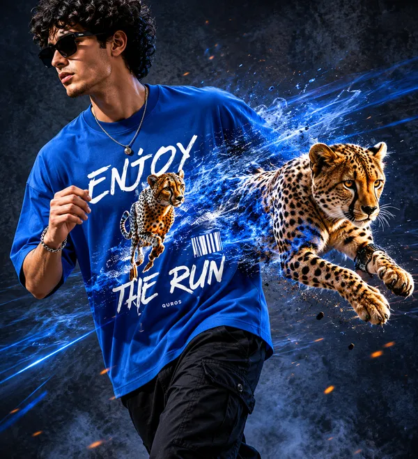 Cobalt_Blue_Cheetah_Oversized_Drop-Shoulder_Tee__Premium_Cotton_|_Enjoy_The_Run_|_QUROS