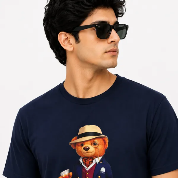 Navy_Blue_Cotton_Teddy_Bear_Print_Crew_Neck_T_Shirt_For_Men