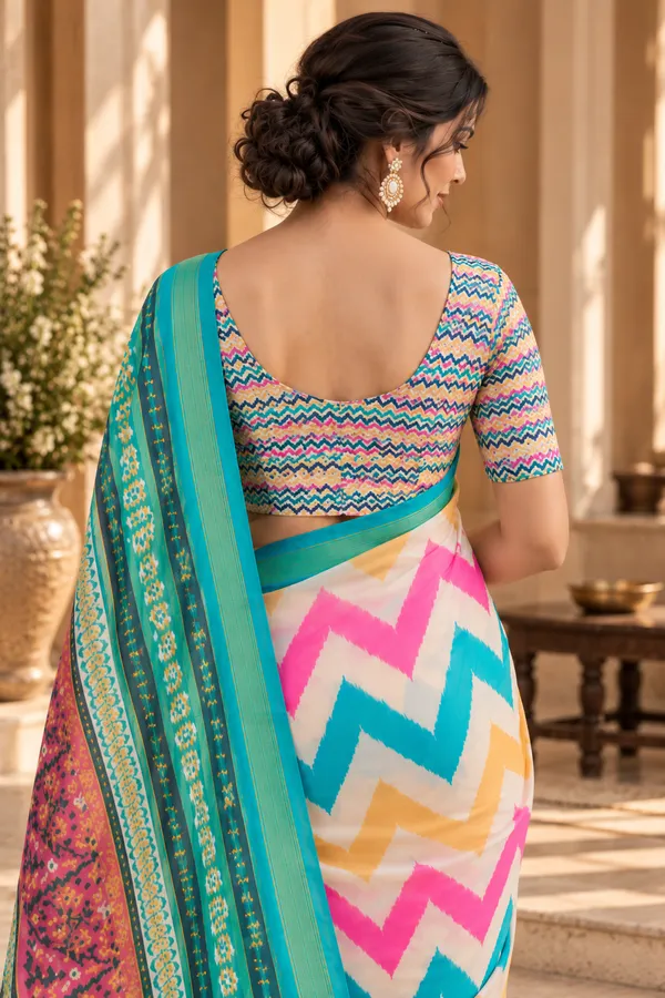 Turquoise_Bloom_Chevron_Saree