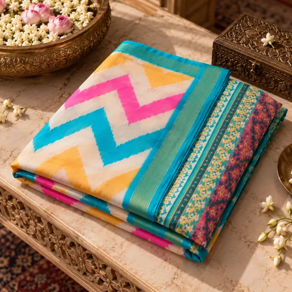 Turquoise_Bloom_Chevron_Saree