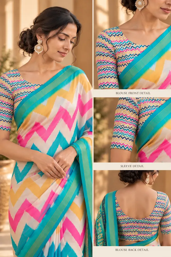 Turquoise_Bloom_Chevron_Saree