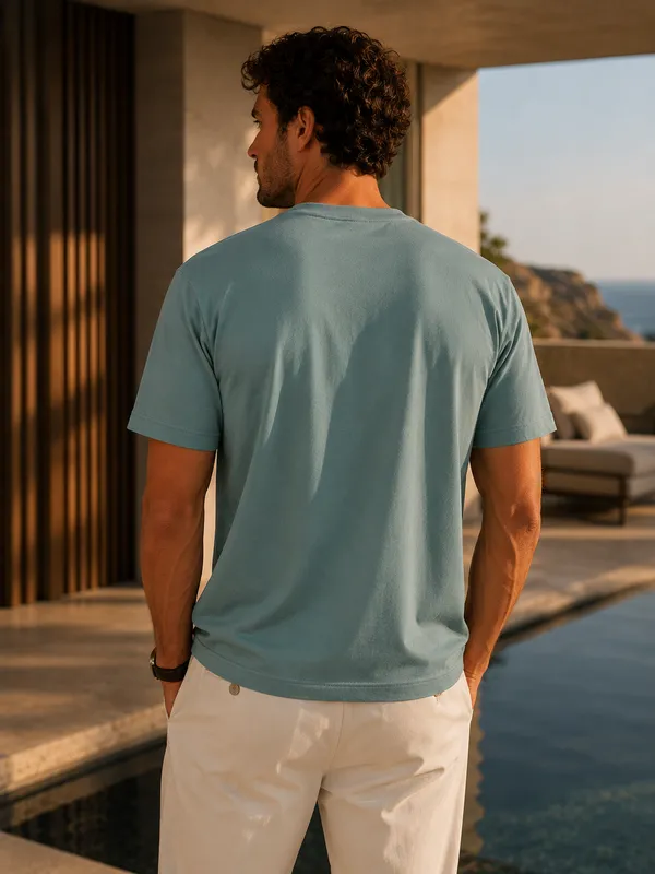 Premium_Sea_Green_Cotton_Round_Neck_Tshirt