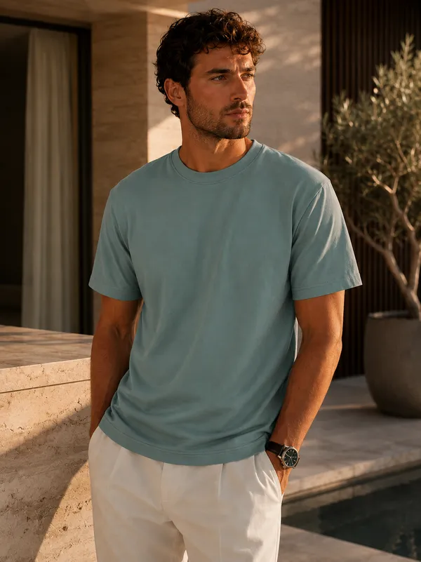 Premium_Sea_Green_Cotton_Round_Neck_Tshirt