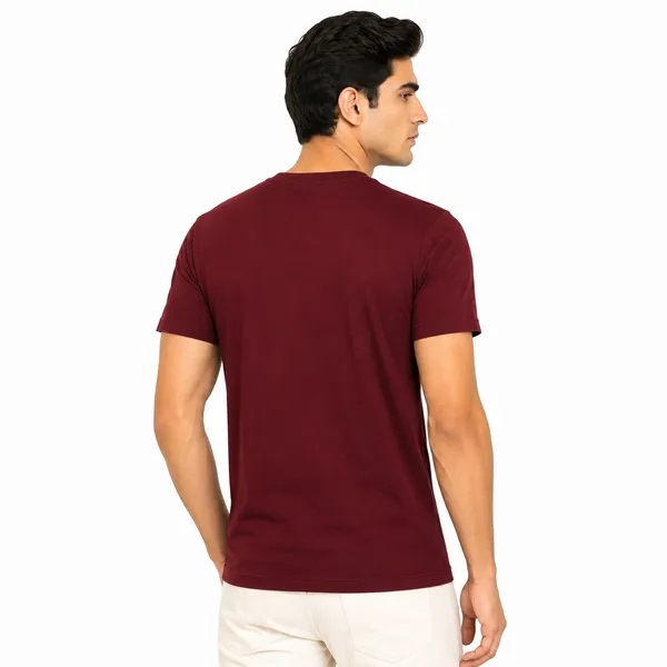 Maroon_Cotton_Regular_Fit_Round_Neck_T_Shirt_For_Men