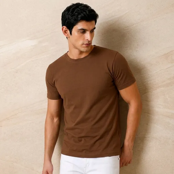 Coffee_Brown_Cotton_Regular_Fit_Crew_Neck_T_Shirt_For_Men