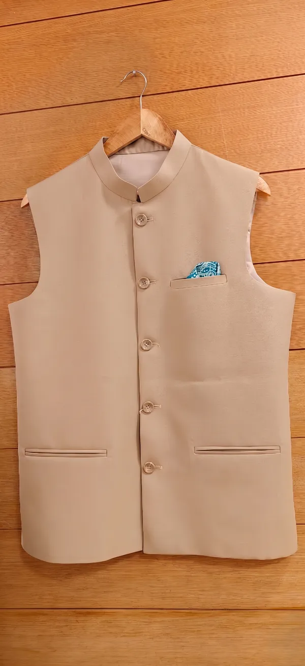 Beige_Cotton_Sleeveless_Mandarin_Collar_Nehru_Jacket_For_Men
