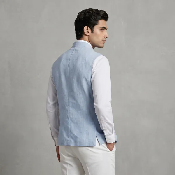 Light_Blue_Linen_Sleeveless_Nehru_Jacket_For_Men