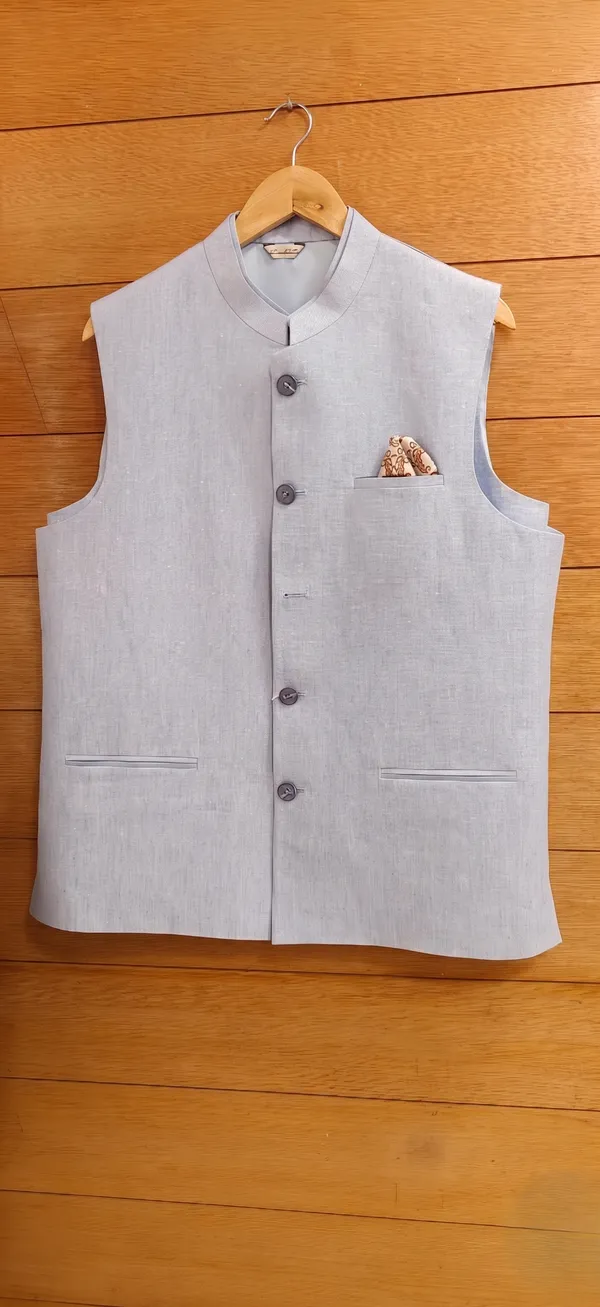 Light_Blue_Linen_Sleeveless_Nehru_Jacket_For_Men