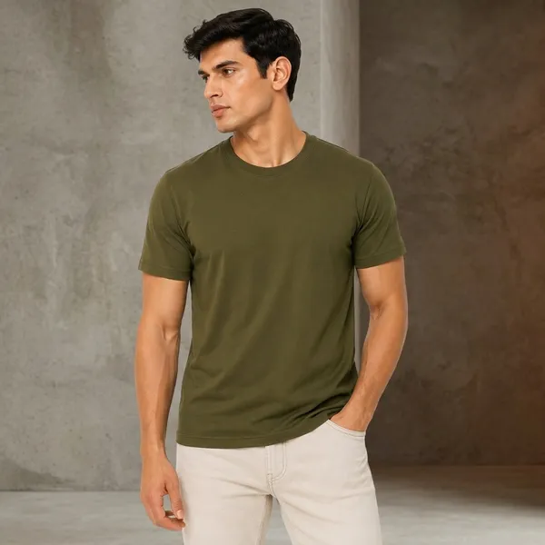 Olive_Green_Cotton_Regular_Fit_Crew_Neck_T_Shirt_For_Men