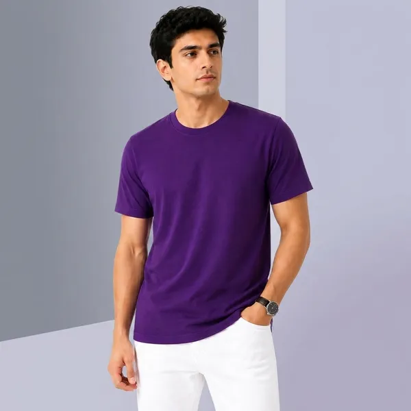 Purple_Cotton_Regular_Fit_Round_Neck_T_Shirt_For_Men