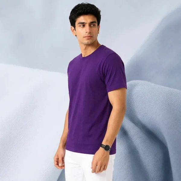 Purple_Cotton_Regular_Fit_Round_Neck_T_Shirt_For_Men