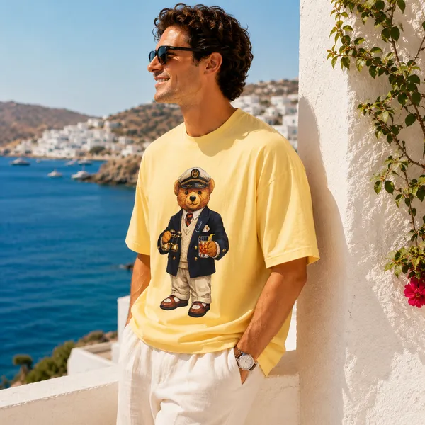 QUROS_Harbor_Captain_Oversized_T-Shirt_for_Men__Heavyweight_100%_Cotton_Drop_Shoulder_Tee_�_Pastel_Yellow