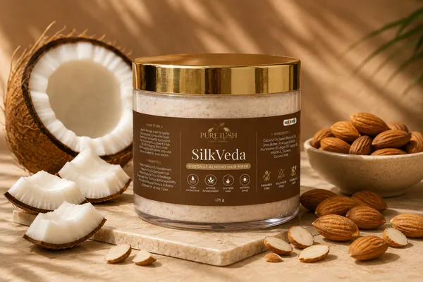 SilkVeda_Coconut_Almond_Hair_Mask_With_Sheabutter_&_Sweet_Almond_Oil