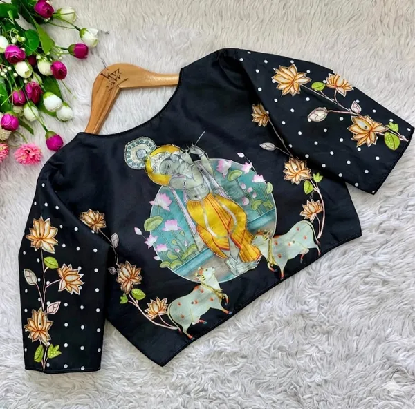 Artisanal_Bangalore_Silk_Blouse_With_Handcrafted_Radha_Krishna_Motifs