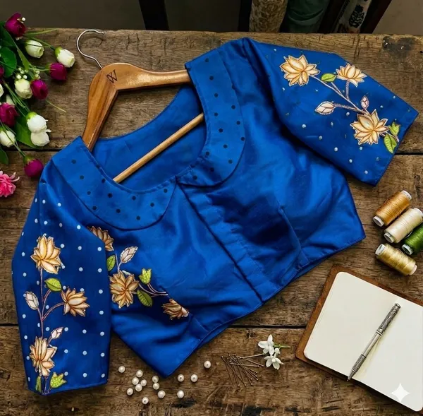 Artisanal_Bangalore_Silk_Blouse_With_Handcrafted_Radha_Krishna_Motifs