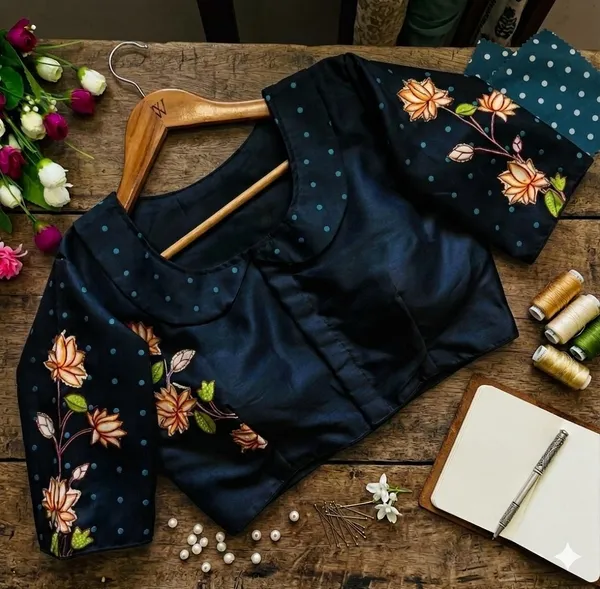 Artisanal_Bangalore_Silk_Blouse_With_Handcrafted_Radha_Krishna_Motifs