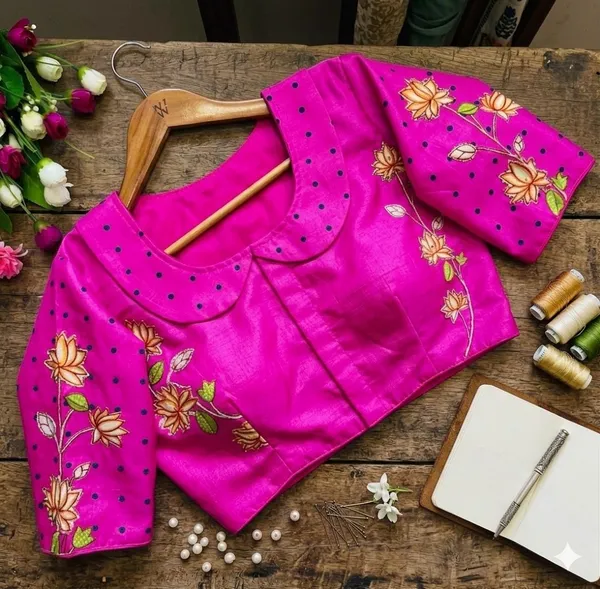 Artisanal_Bangalore_Silk_Blouse_With_Handcrafted_Radha_Krishna_Motifs