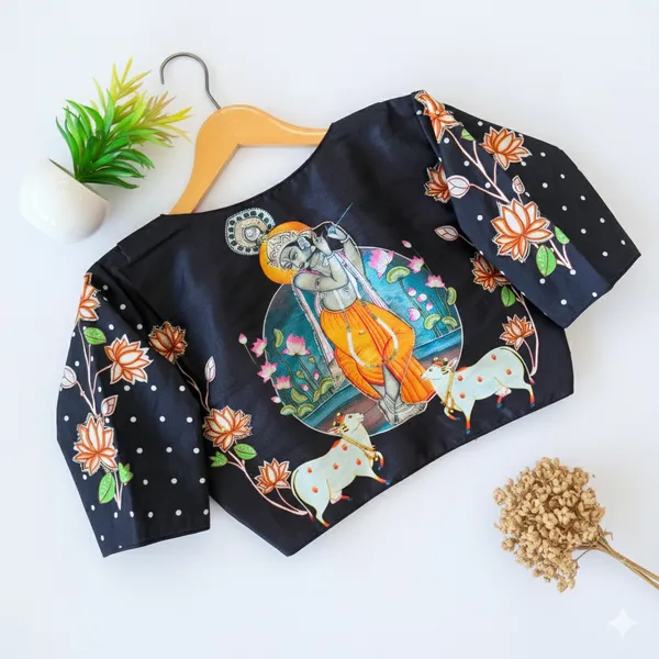 Artisanal_Bangalore_Silk_Blouse_With_Handcrafted_Radha_Krishna_Motifs