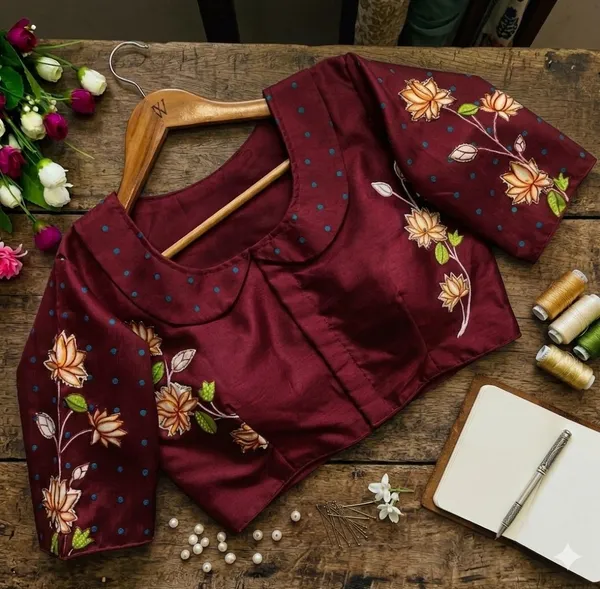 Artisanal_Bangalore_Silk_Blouse_With_Handcrafted_Radha_Krishna_Motifs