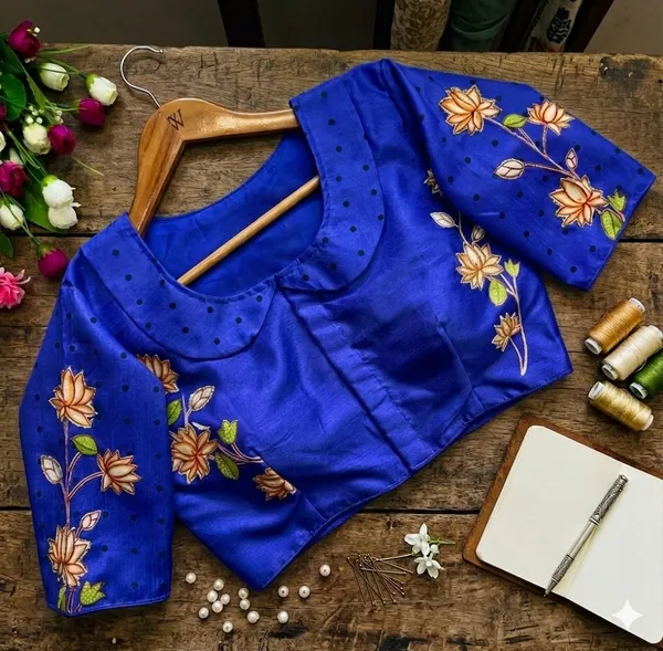 Artisanal_Bangalore_Silk_Blouse_With_Handcrafted_Radha_Krishna_Motifs