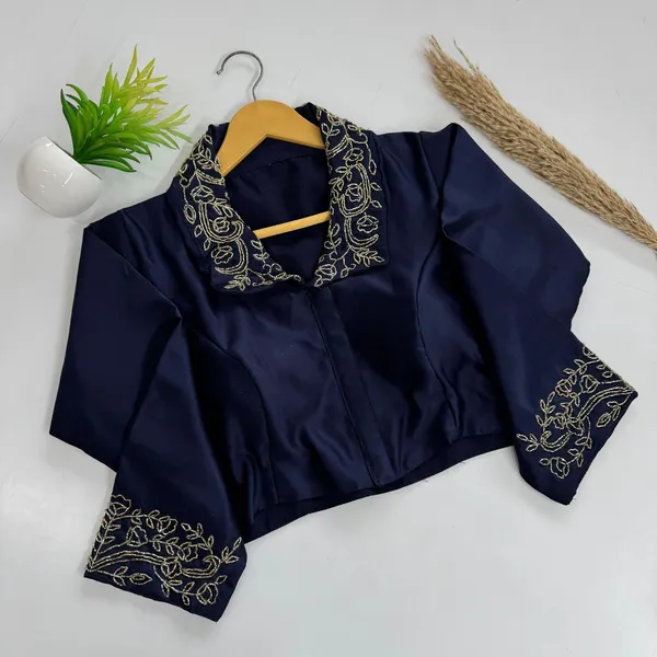 Bollywood_Designer_Blueberry_Silk_Party_Wear_Blouse_With_Handwork_On_Sleeves_And_Collar