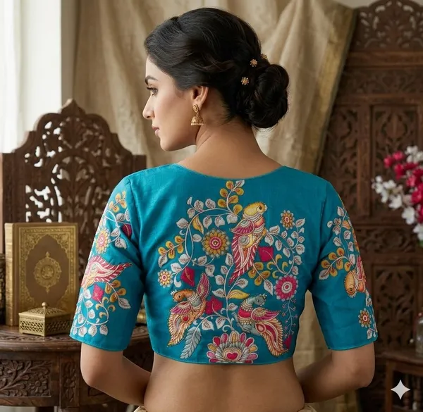 Designer_Kalamkari_Silk_Blouses_Hand_Painted_Bridal_Saree_Blouses