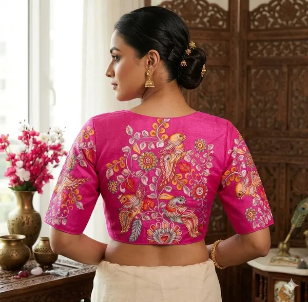 Designer_Kalamkari_Silk_Blouses_Hand_Painted_Bridal_Saree_Blouses