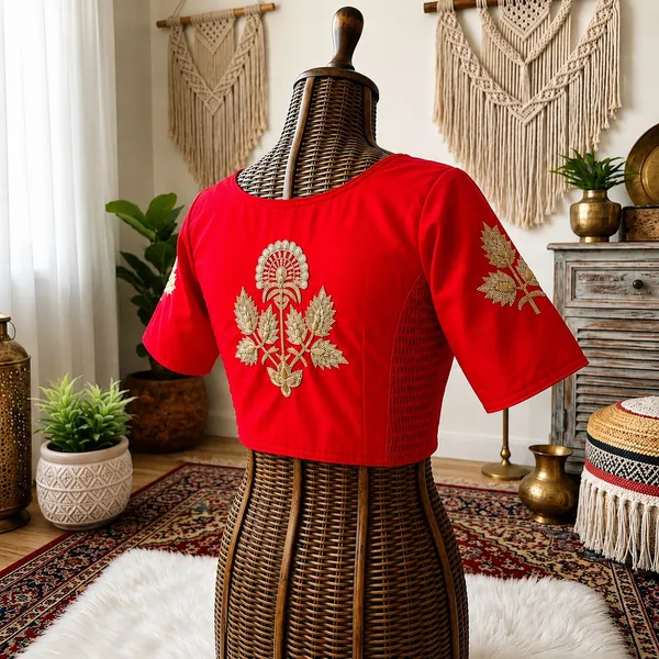 Designer_Pure_Silk_Handwork_Blouse_-_Padded_Blouse_with_Side_Elastic