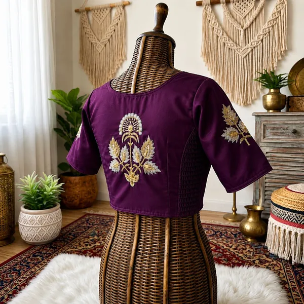 Designer_Pure_Silk_Handwork_Blouse_-_Padded_Blouse_with_Side_Elastic