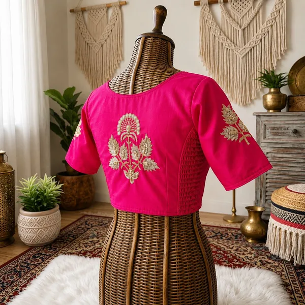 Designer_Pure_Silk_Handwork_Blouse_-_Padded_Blouse_with_Side_Elastic
