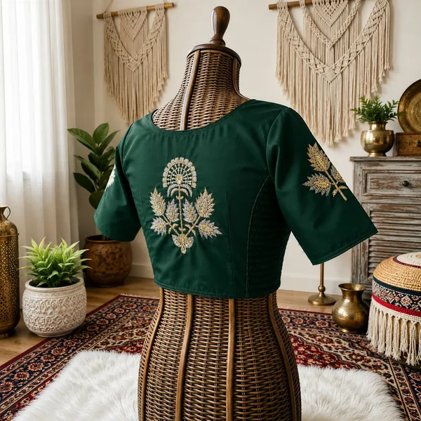 Designer_Pure_Silk_Handwork_Blouse_-_Padded_Blouse_with_Side_Elastic