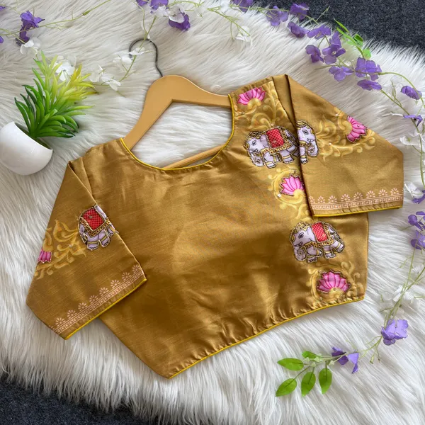 Elegant_Bangalore_Silk_Blouse_With_Antique_Handcrafted_Elephant_And_Lotus_Motifs