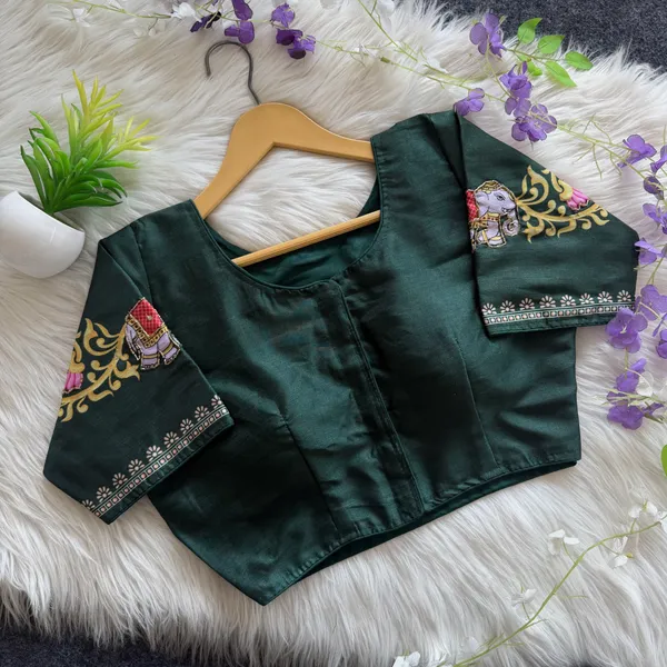 Elegant_Bangalore_Silk_Blouse_With_Antique_Handcrafted_Elephant_And_Lotus_Motifs
