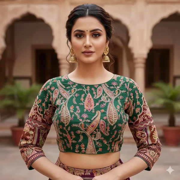 Festive_Pure_Silk_Embroidered_Blouse_Floral_Print_Collection